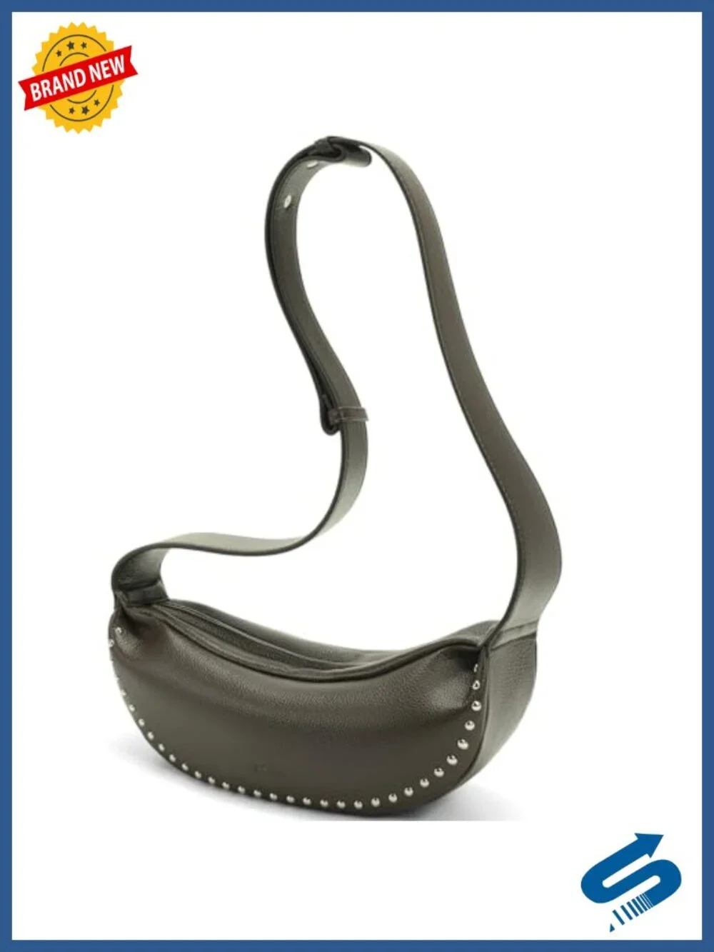 Studded Crescent Sling Bag for Women PU Leather Crossbody Shoulder Purse